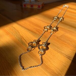 Silver and Gold Circle Necklace Long Statement Necklace